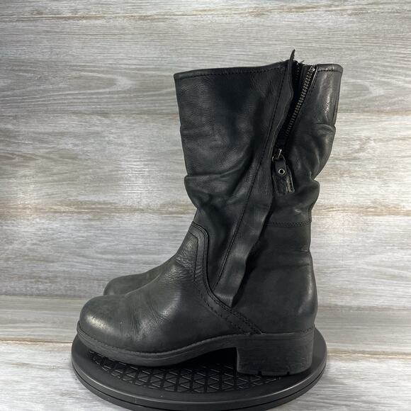 Clarks Women’s Mansi Black Leather Juniper Moto Riding Boots Size 8.5 - Picture 1 of 10